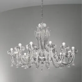 Chandelier in smoked crystal and 24k Gold
