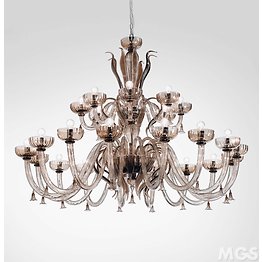 Chandelier in smoked crystal and 24k Gold