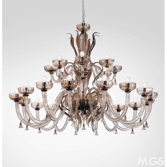 Foscari Chandelier, Chandelier in white milk and crystal