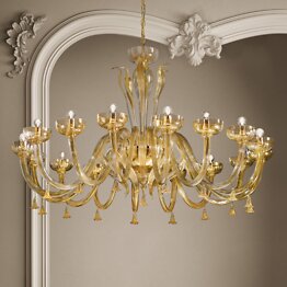 Chandelier in crystal and 24k gold