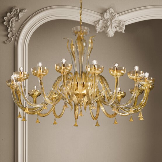 Foscari Chandelier, Chandelier in crystal and 24k gold