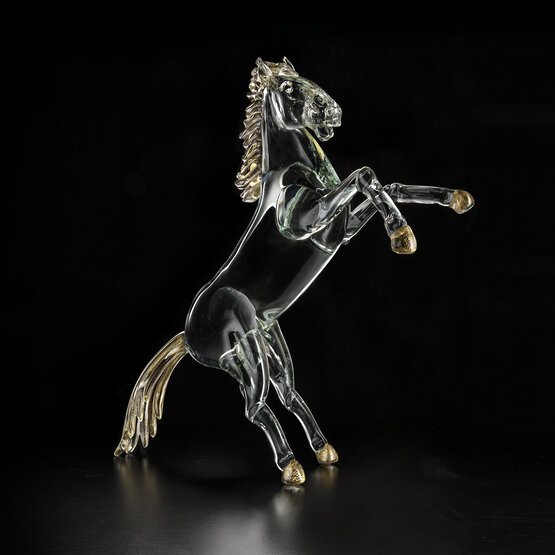 Rampant horse, Crystal and 24K gold rampant horse