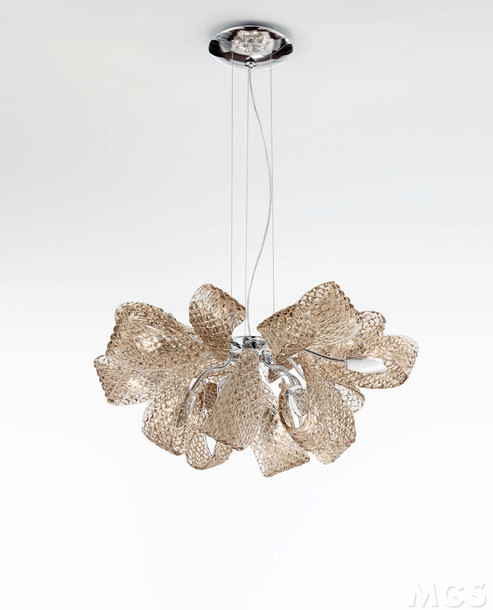 Design suspension lamp, Series 500, Smoked crystal suspension lamp