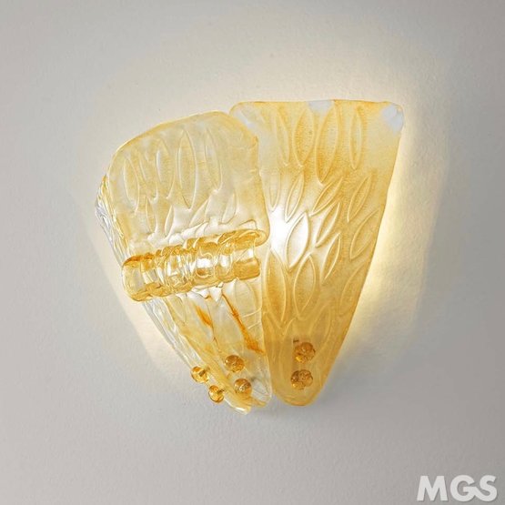 Tribuno Wall Light, Wall light in amber crystal