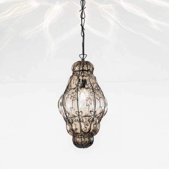 Venetian lanterns, Crystal smoked color lantern with rough steel finishes