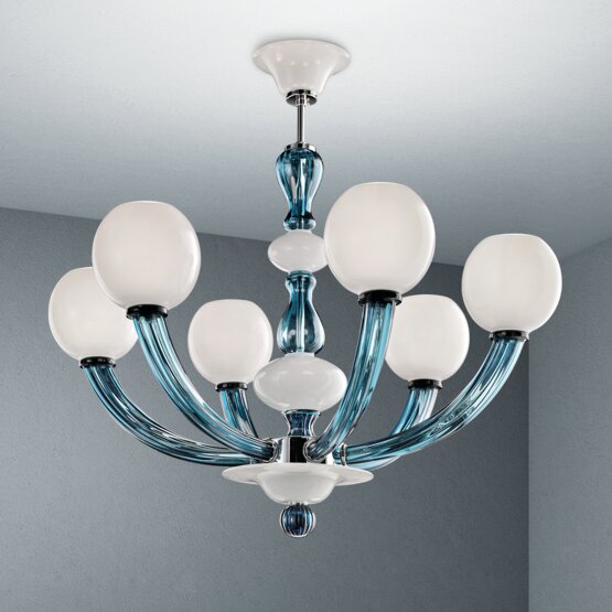 Gritti Chandelier, White and Blue Gritti chandelier