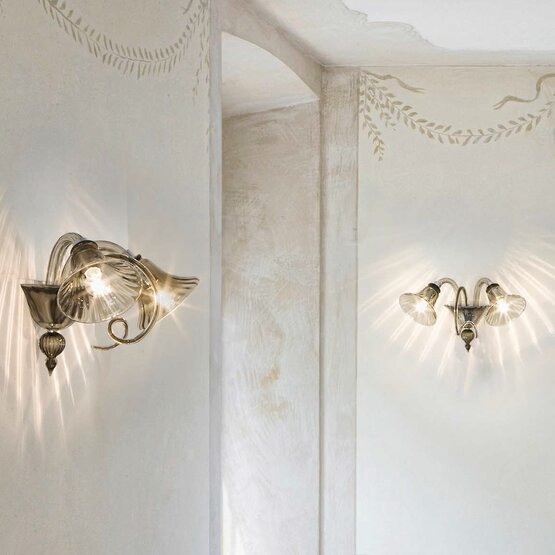 Eliakim Wall light, Smoked crystal wall light at two lights