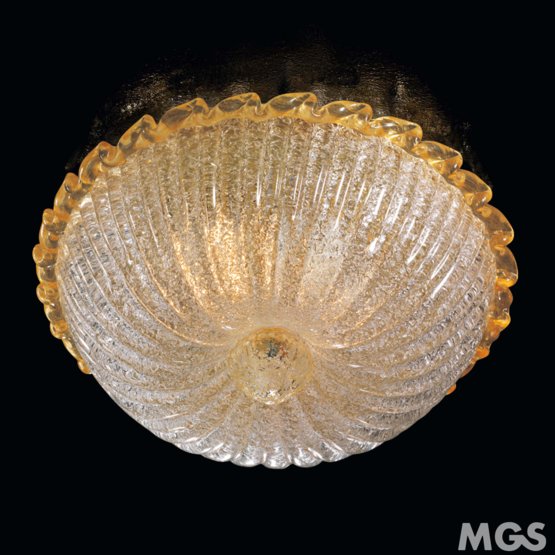 Morisa Ceiling lamp, Crystal ceiling lamp with amber decoration with two lights