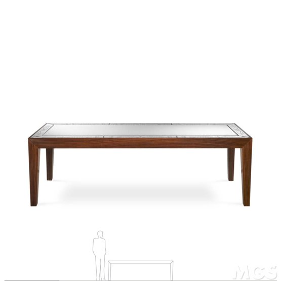 Mirwood Table, Gloss lacquered rosewood table with mirror