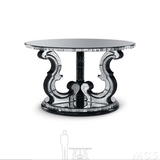 Cigno French Style Table, Table in antiqued mirror