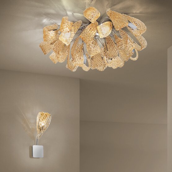 Mocenigo Ceiling lamp, Ceiling lamp in crystal amber color