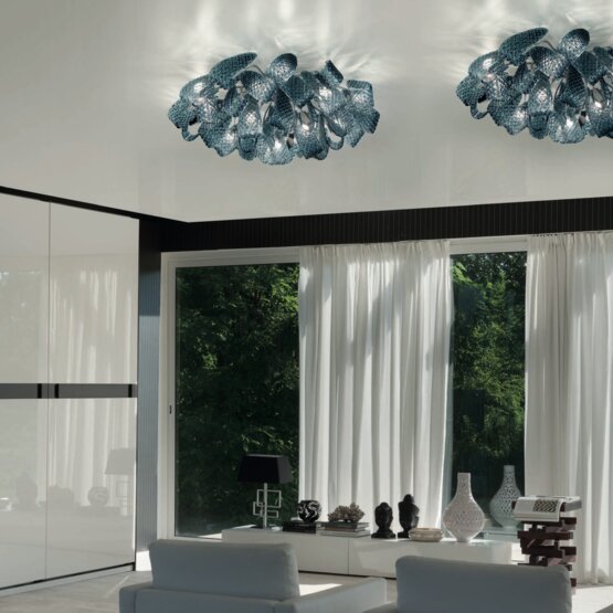 Mocenigo Ceiling lamp, Ceiling lamp in crystal denim blue color