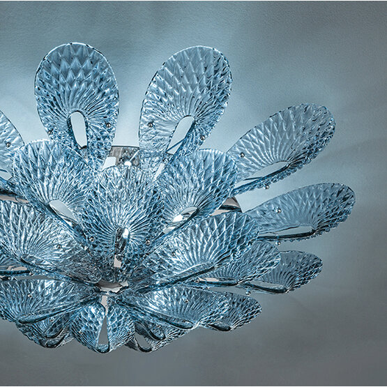 Gabbiano Ceiling lamp, Ceiling lamp in crystal blu denim color