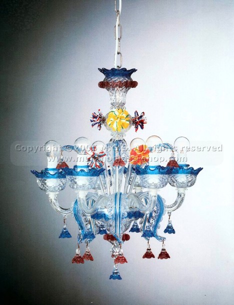 Murano Chandeliers Mignon 307 series, Crystal chandelier at six lights.