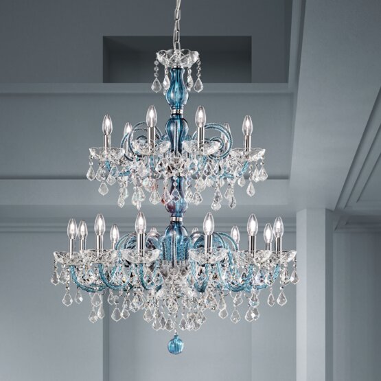 Bohemia Bright chandelier, Crystal and blue chandelier
