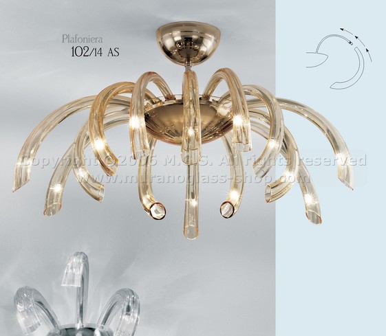 102 Ceiling lamps, Crystal ceiling lamps, color: Amber