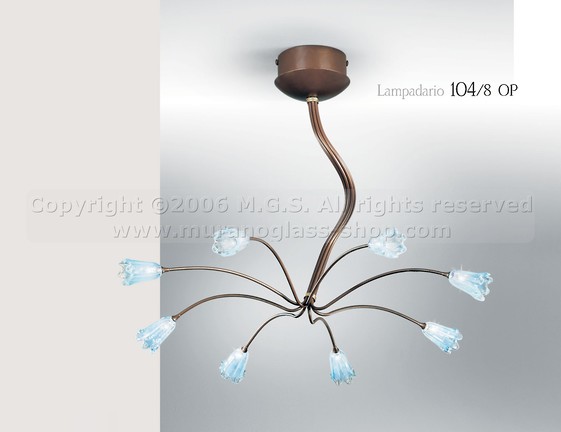 Lampadario 104, Chandelier Light blue opal