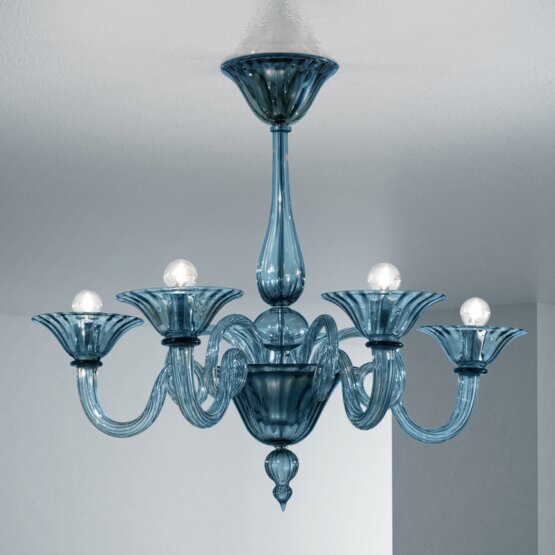 Dolfin Chandelier, Five lights denim blue color