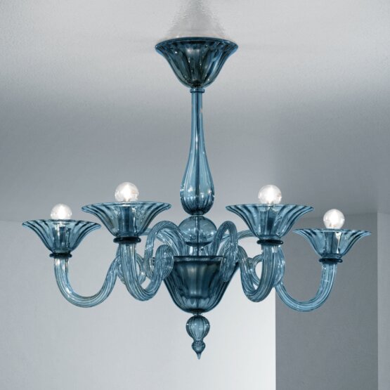 Dolfin Chandelier, Three lights white and crystal color