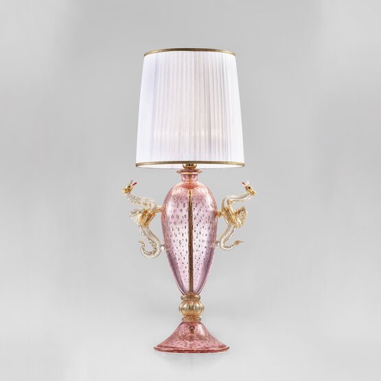 Aegon table lamp, Table lamp in pink color with gold decoration