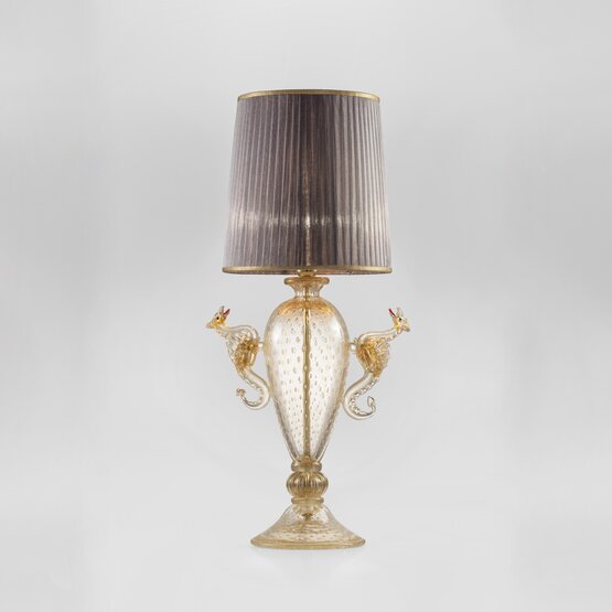Aegon table lamp, Table lamp in crystal and gold with gold decoration