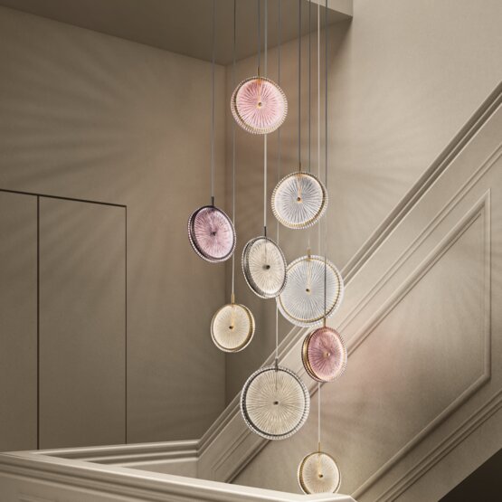 Lulù suspended lamp, Lulù suspension in amethyst color