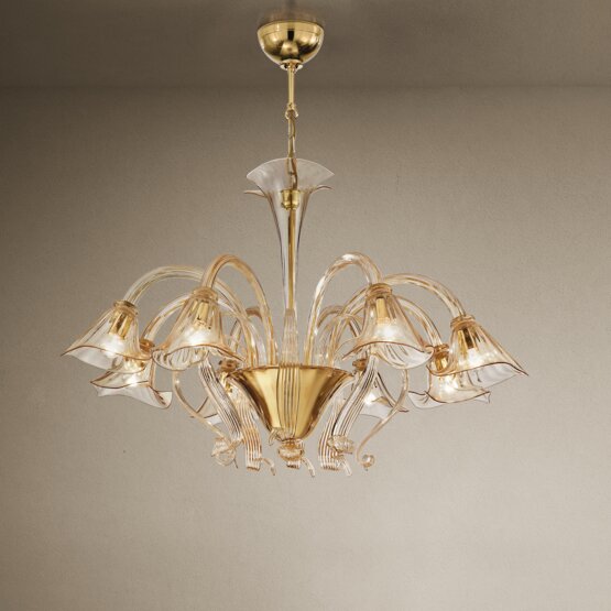 Grimani chandelier, Eight lights chandelier in crystal and gold