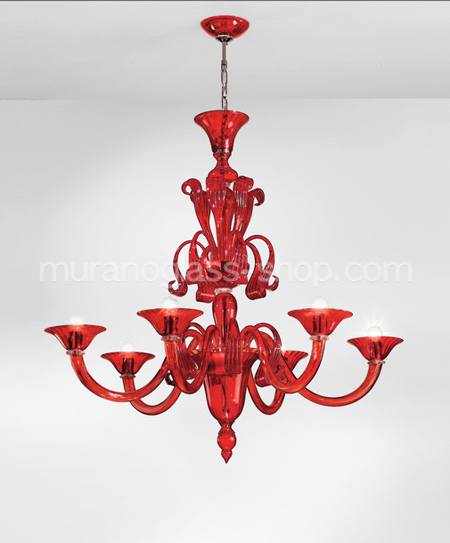 1425 series Chandeliers, Red chandelier at six lights