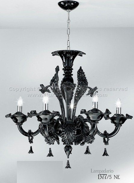 1377 Series Chandeliers, Black chandelier at five lights