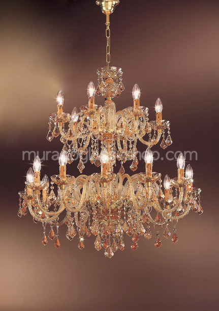 Bohemia Bright chandelier, Bohemia style chandelier with amber decoration