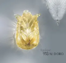 Applique in cristallo decoro oro 24k