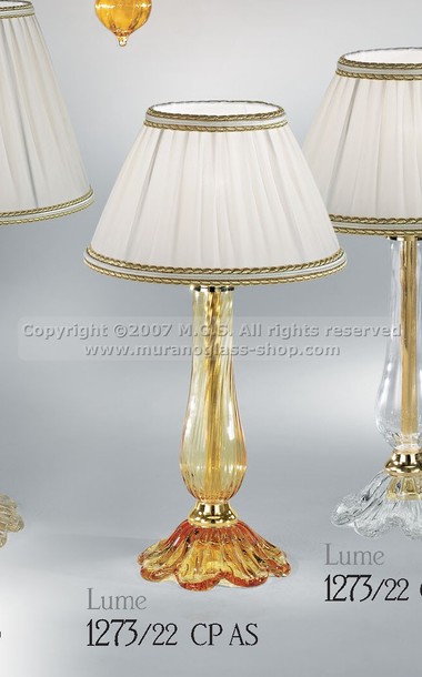 Murano Table Lamps 1273 series, Table lamp with amber decoration
