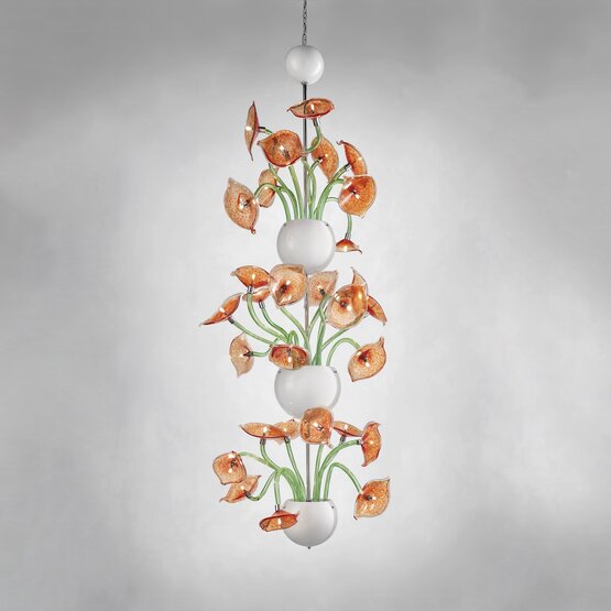 Hibiscus chandelier, Hibiscus chandelier with 29 lights on three levels