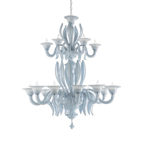 Richard chandelier, Chandelier with 15 lights in French blue color