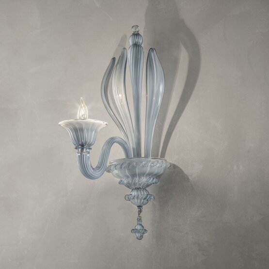Richard wall lamp, Wall lamp with two lights in French blue colour