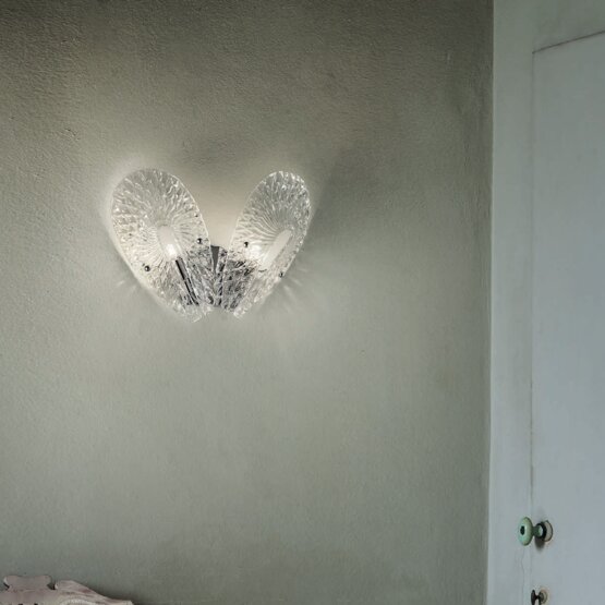 Gabbiano wall lamp, Wall lamp in crystal blu denim color