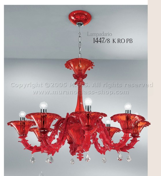 Chandeliers 1447, Red chandelier at eight lights