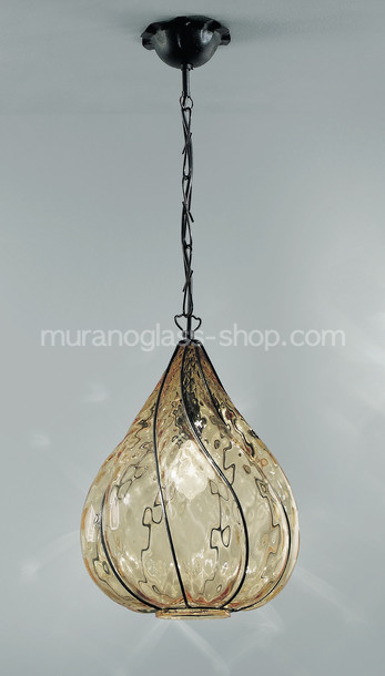 Venetian suspended lamps, Suspended lamp in submerged amber glass