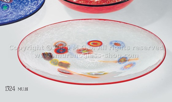 Plates with murrine, Plate, white decoration with murrine