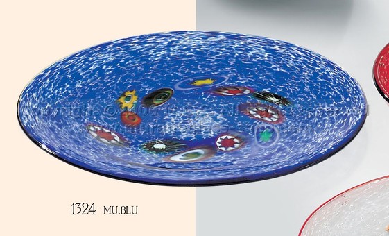 Plates with murrine, Plate, blue decoration with murrine