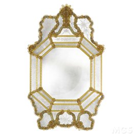 Venetian style mirror decorations in amber colour