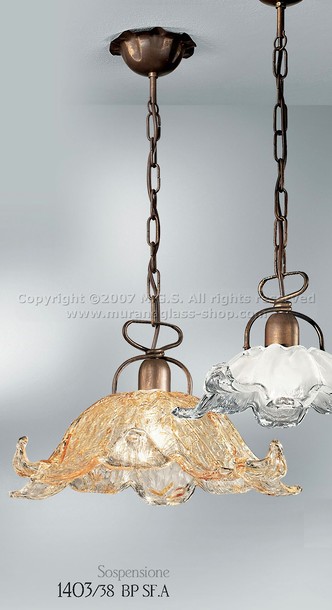 1403  Lamps, Suspenden lamp in crystal and amber