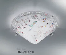 Ceiling lamp in white glass with murrine
