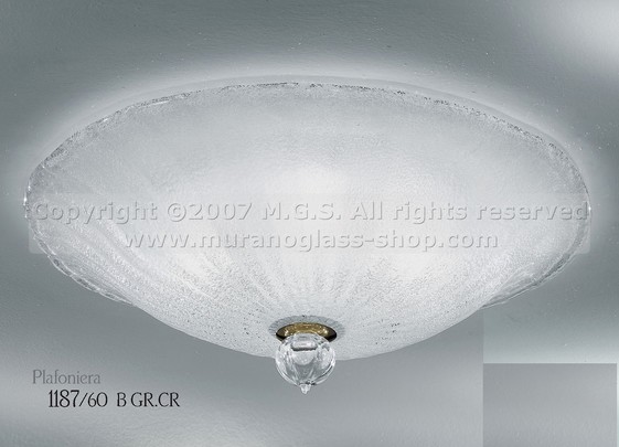 Circle Ceiling light, Ceiling lamp with crystal graniglia at four lights