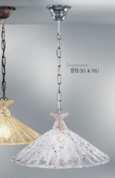 Suspended lamp with opaque crystal
