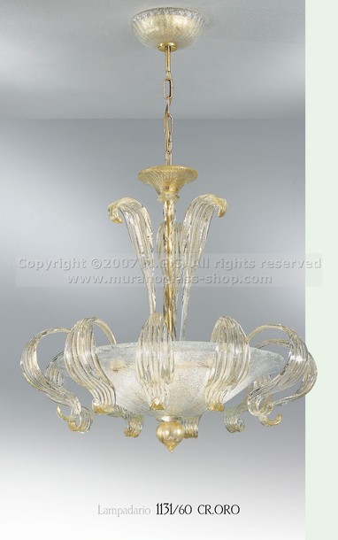 Dalì Chandelier, Crystal chandelier with gold 24k decoration