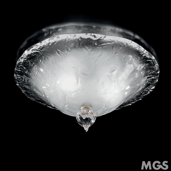 Circle Ceiling light, Ceiling lamp with opaque crystal at two lights