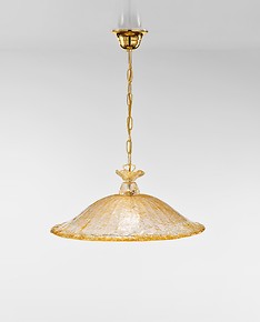 Suspended lamp with amber graniglia