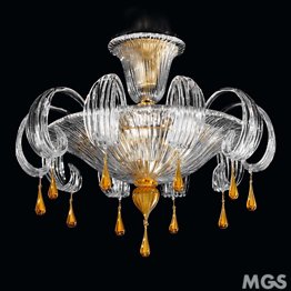 Crystal ceiling lamp with amber decoration