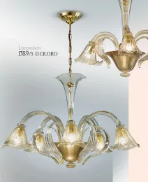 Chandelier at six lights with gold decoration